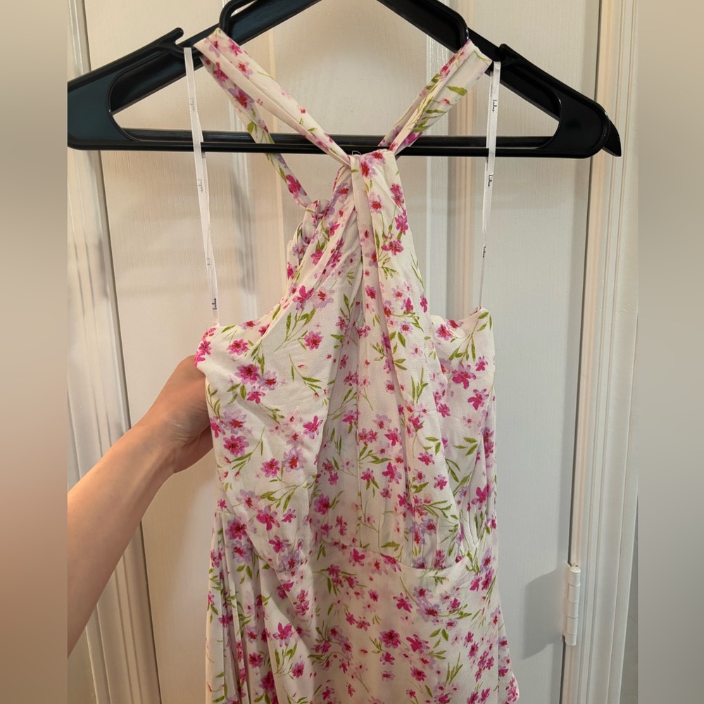 Lulus Pink Floral High Low Dress